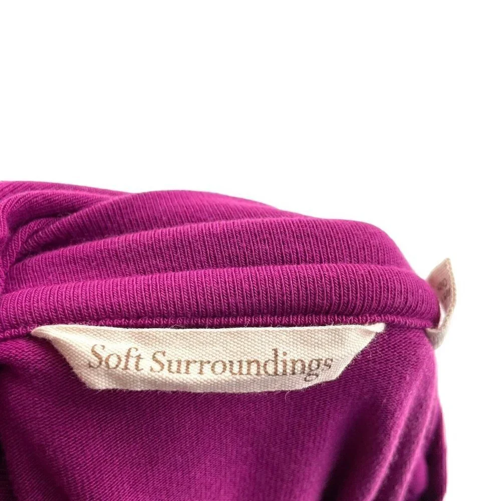 Soft Surroundings Cape-Overlay Soft V-Neck Long Sleeve Tunic Top Purple size XS